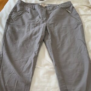 Michael Kors light Gray Chinos pants with Button Detail, zip pockets size 8